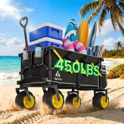 New Arrivals Beach Wagon with Big Balloon Wheels for Sand, 450LB Heavy Duty