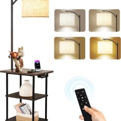 Alternative view of PESRAE Floor Lamp with Table, 3-Color Temperature, 9W LED, Modern Shelves Side Table for Bedroom bifanuoyard