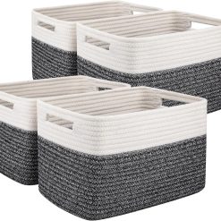 Alternative view of 4 Pack Storage Basket, 13x9x7.8 Cotton Rope Baskets for Shelves, Closet Organizer for Bedroom & Living Room, Soft bifanuoyard