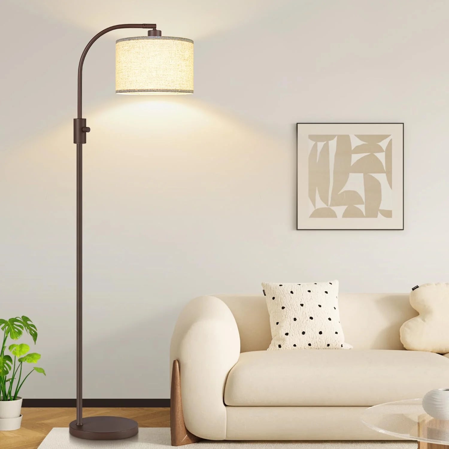Nintiue Upgraded Modern Arc Dimmable Tall Standing Floor Lamp with Linen Shade, Bulb Included bifanuoyard - Image 9