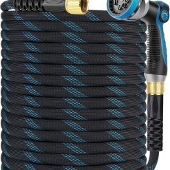 KETTOYA Non-Expanding Garden Hose 100 ft, Kink Free Flexible Water Hose with 10-Pattern Spray Nozzle bifanuoyard