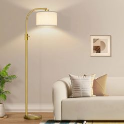 Nintiue Upgraded Modern Arc Dimmable Tall Standing Floor Lamp with Linen Shade, Bulb Included bifanuoyard
