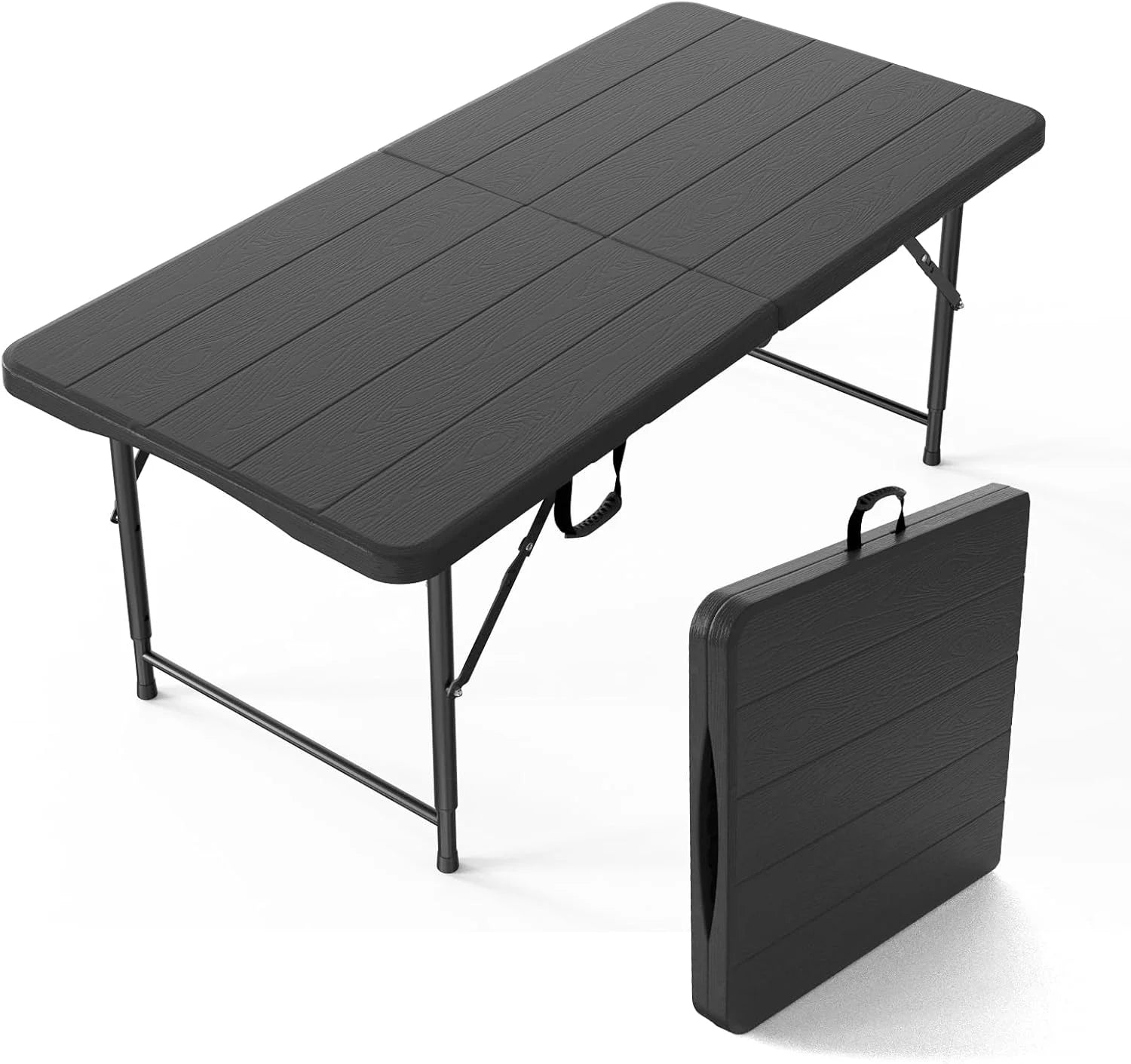 New Arrivals VINGLI 4 FT Plastic Folding Camping Table,3-Level Adjustable Height, Portable in/Outdoor Party Picnic Dining Desk - Image 2