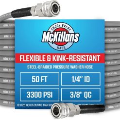 New Arrivals QC Installed Pressure Washer Hose 50 ft, Flexible & Kink-resistant, Steel-Braided & Durable- 3/8 QC