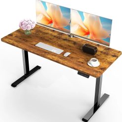 Veken 55 Inch Large Electric Standing Desk, Gaming Table, Height Adjustable Sit Stand Up Computer Tables for Home Office bifanuoyard