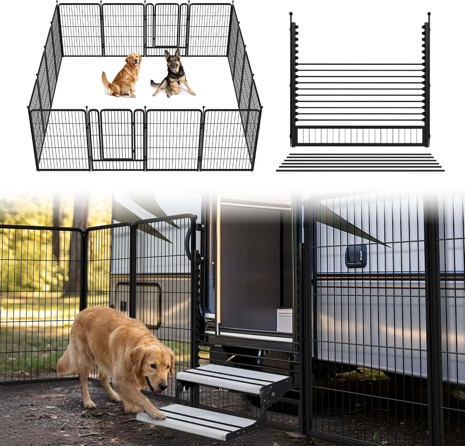 New Arrivals Rollick Dog Playpen, Indoor, 24 H, 8 Panels - Image 54