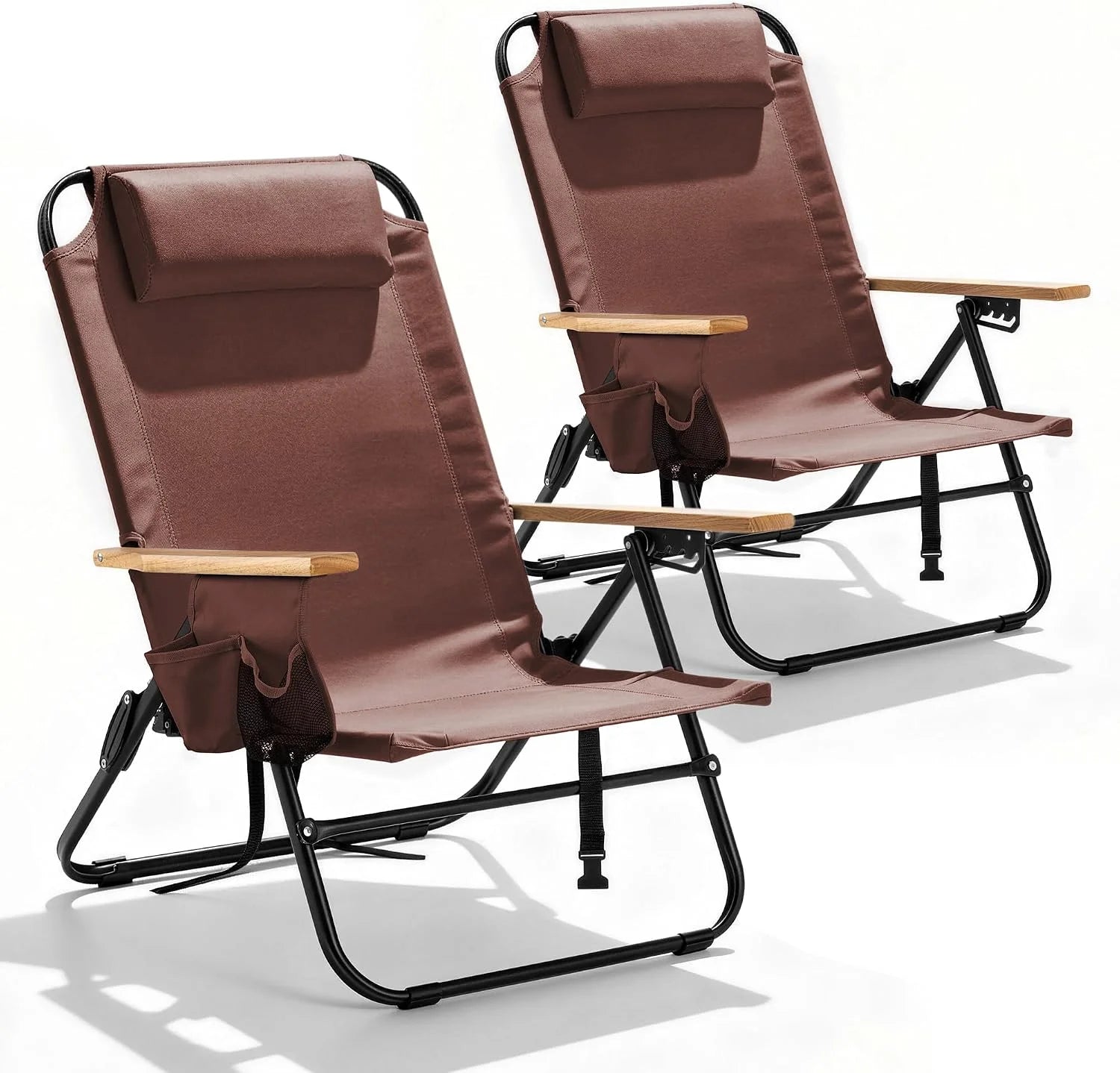 Canpsky 2 Pack Premium 5-Position Reclining Camping Chair, Portable Folding Lightweight Outdoor Chair with Wooden bifanuoyard - Image 7