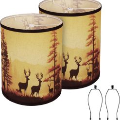Rustic Deer Printed Empire Lamp Shades Set of 2 bifanuoyard