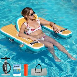 Alternative view of Inflatable Pool Lounger Float, Tanning Pool Chair Float for Adults, 53 L*43 W/ 47 Lx39 W Sunchill Floating Chair Dock bifanuoyard