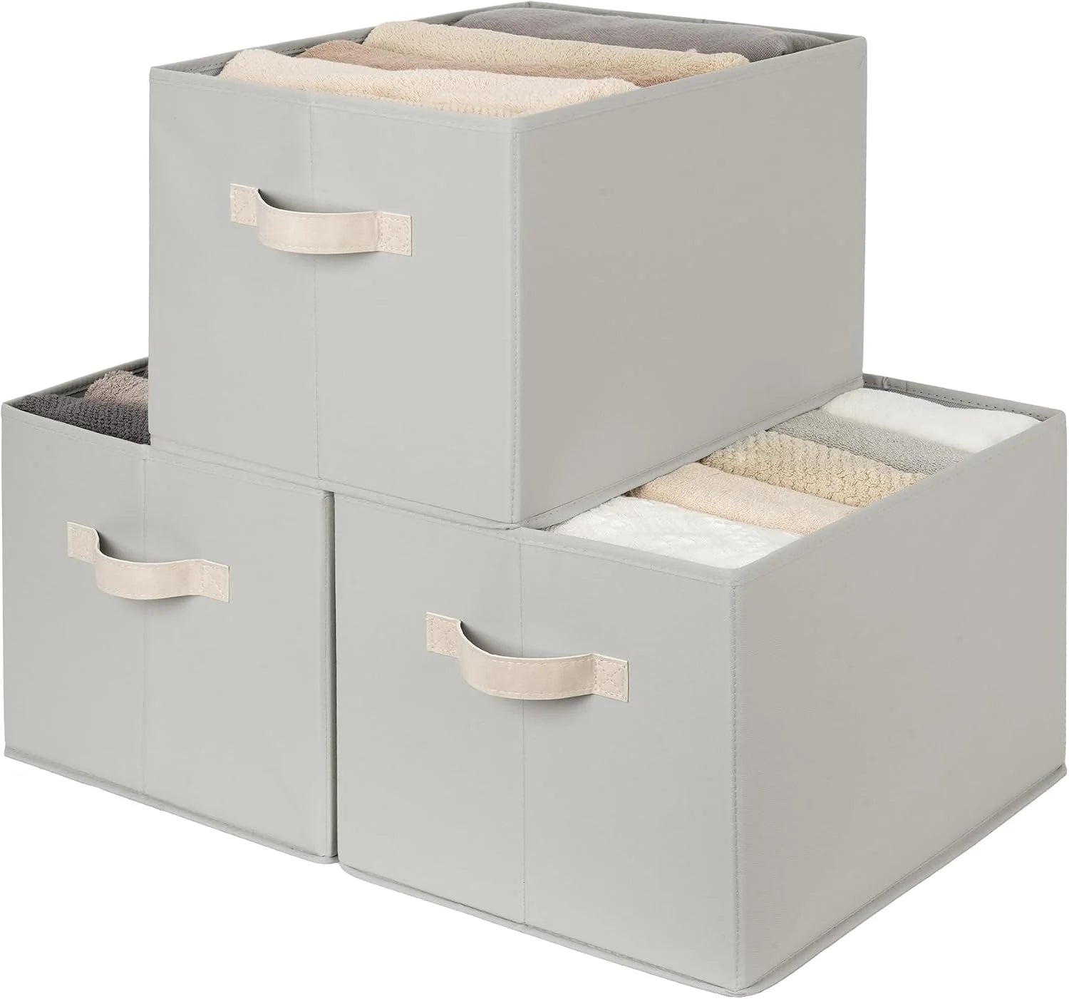 StorageWorks Fabric Storage Bins with Rope Handles, Beige, Extra Large, Collapsible Closet Storage Bins, Closet bifanuoyard - Image 21