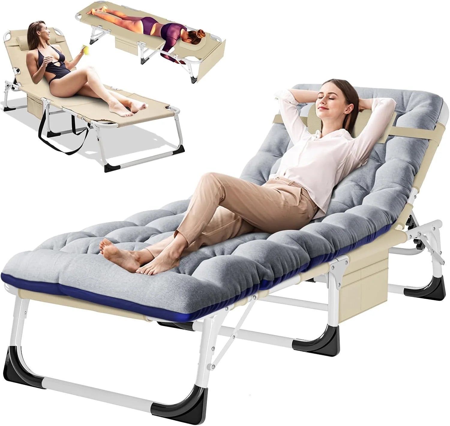 DoCred Heavy Duty Chaise Lounge Chair, Adjustable 5-Position Folding Chaise Lounge Chairs for Outside bifanuoyard - Image 9