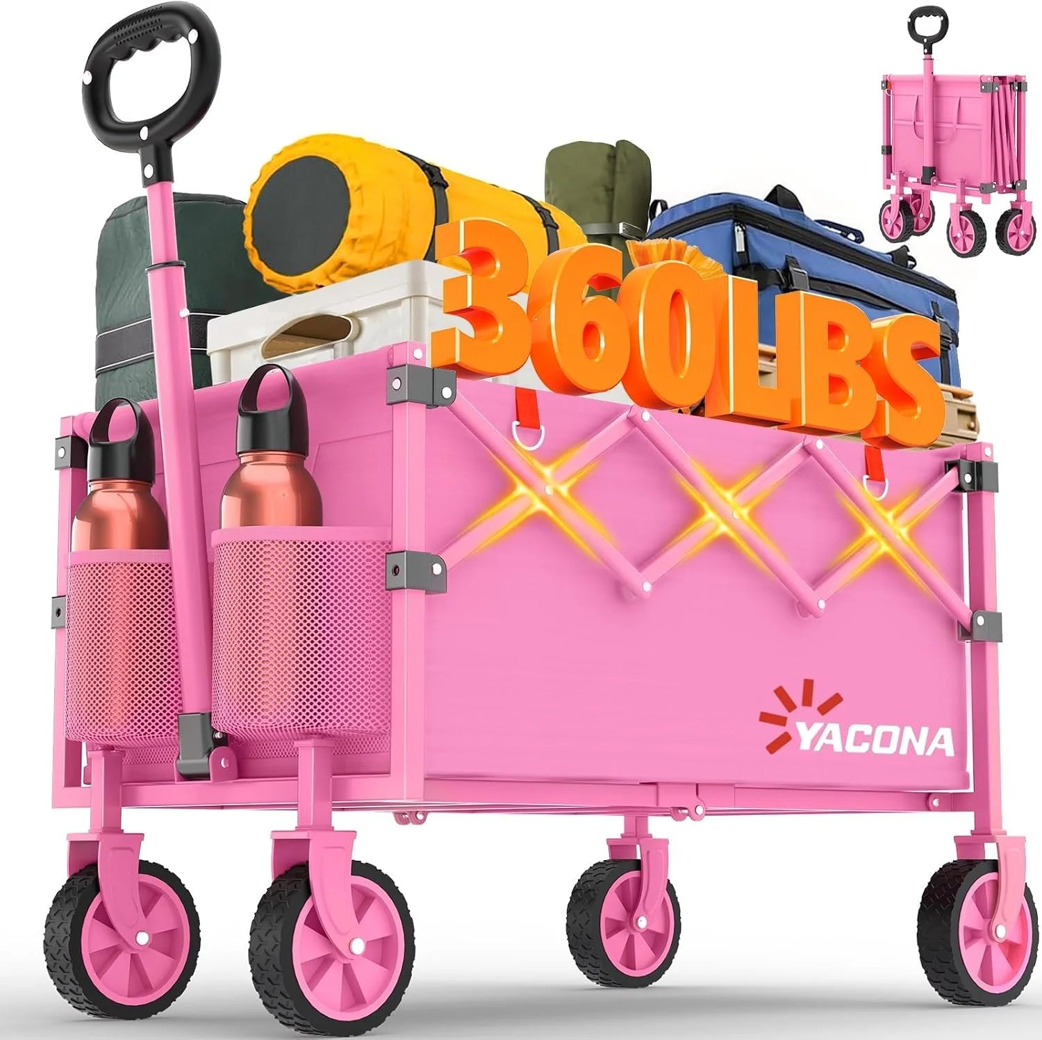 Wagons Carts Foldable, Lightweight Portable Utility Shopping Cart with Wheels, Folding Grocery Wagon Cart for Grocery - Image 2