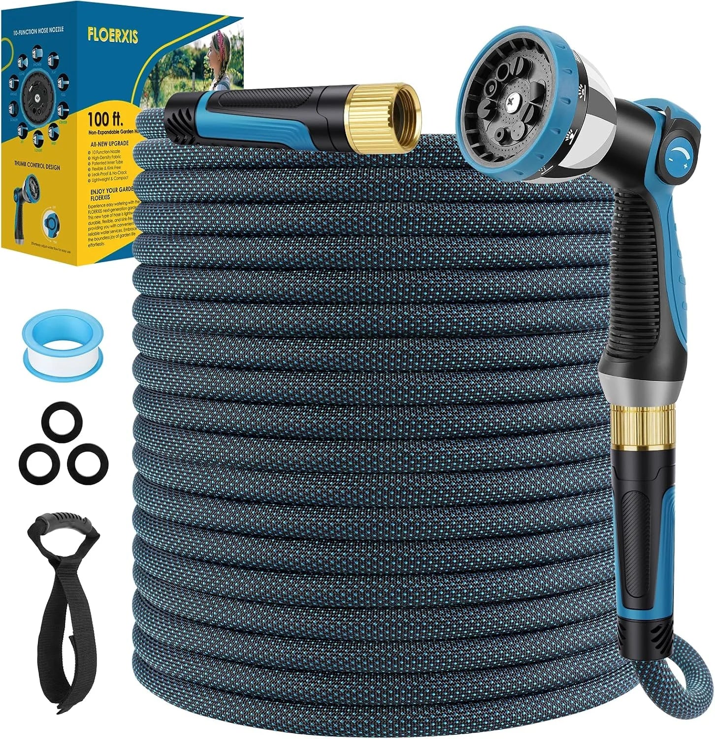 New Arrivals Non-Expandable Garden Hose 100 FT, Lightweight Hose with 10 Function Spray Nozzle, 360° Swivel Connectors - Image 11