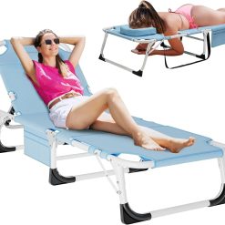Alternative view of DoCred Heavy Duty Chaise Lounge Chair, Adjustable 5-Position Folding Chaise Lounge Chairs for Outside bifanuoyard
