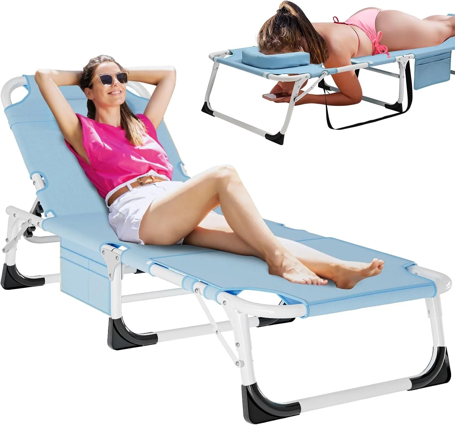 DoCred Heavy Duty Chaise Lounge Chair, Adjustable 5-Position Folding Chaise Lounge Chairs for Outside bifanuoyard - Image 2