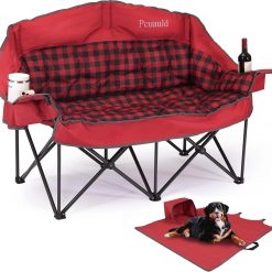 New Arrivals Camping Chair Padded Loveseat Camping Couch, Oversized 2 Person Camp Chairs with 2 in 1 Carry Bag