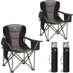 LET鈥橲 CAMP Folding Camping Chair Oversized Heavy Duty Padded Outdoor Chair with Cup Holder Storage and Cooler Bag bifanuoyard