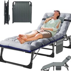 Alternative view of New Arrivals Folding Lounge Chair 5-Position, Folding Cot, Portable Outdoor Chaise Lounge Chair for Sun Tanning