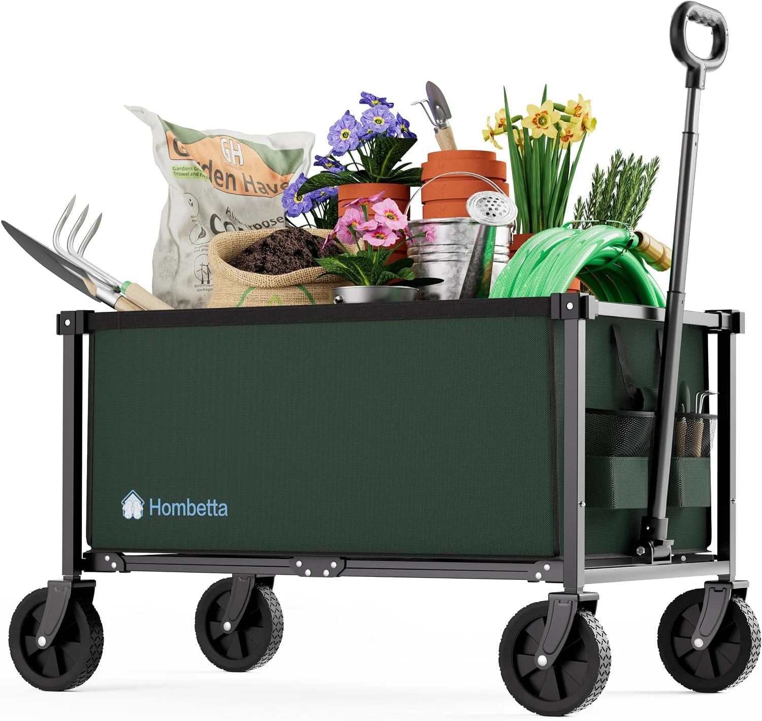 New Arrivals HOMBETTA 29.3 Collapsible Wagon Cart, 150L Heavy Duty Folding Utility Wagon with Wheels, 260 lbs Load - Image 2
