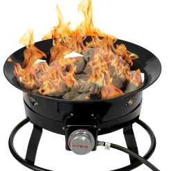 Flame King Smokeless Propane Fire Pit, 24-inch Portable Firebowl, 58K BTU with Self Igniter, Cover, & Carry Straps for RV