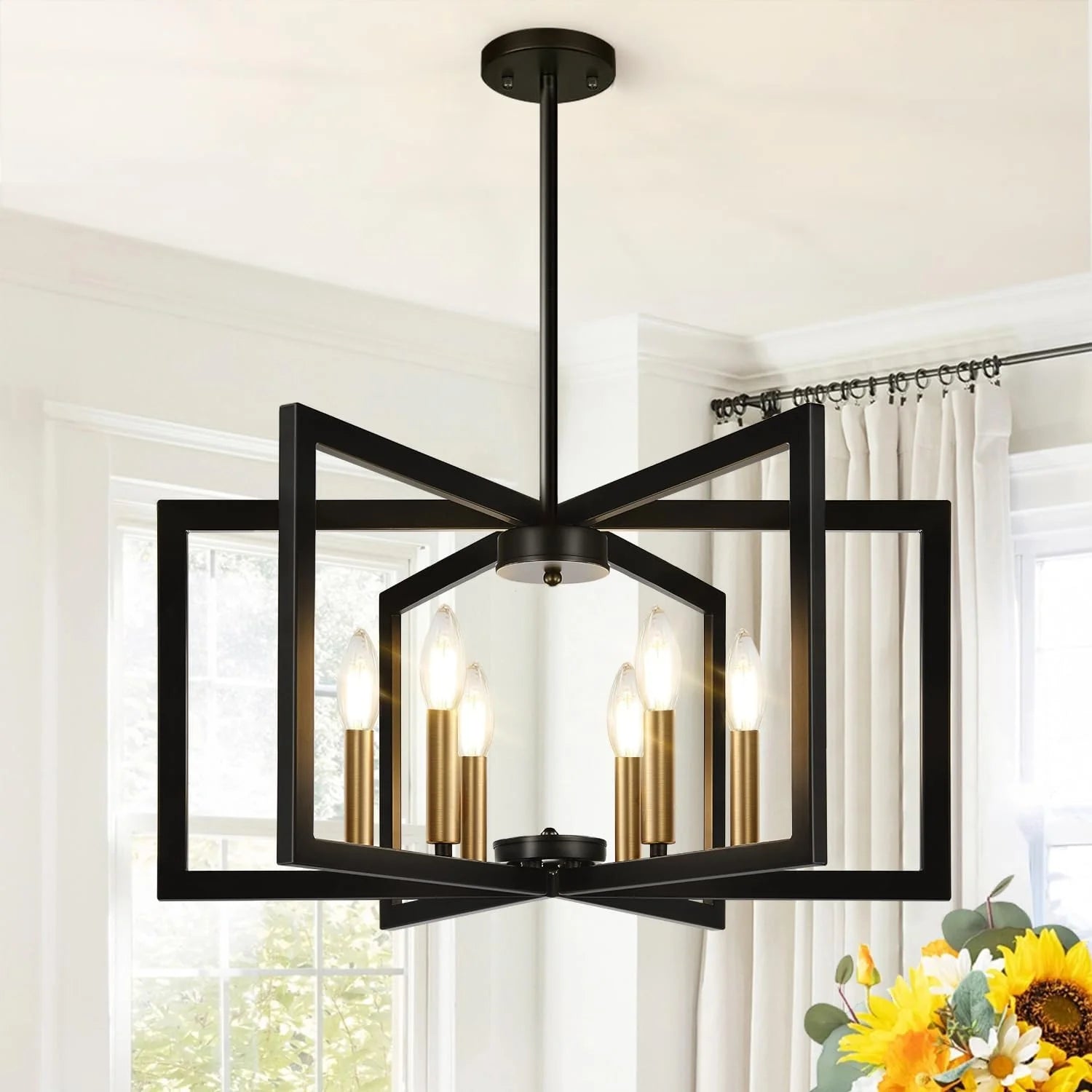 25-61 Height Adjustable Modern Matte Black Chandelier for Dining Room bifanuoyard - Image 8