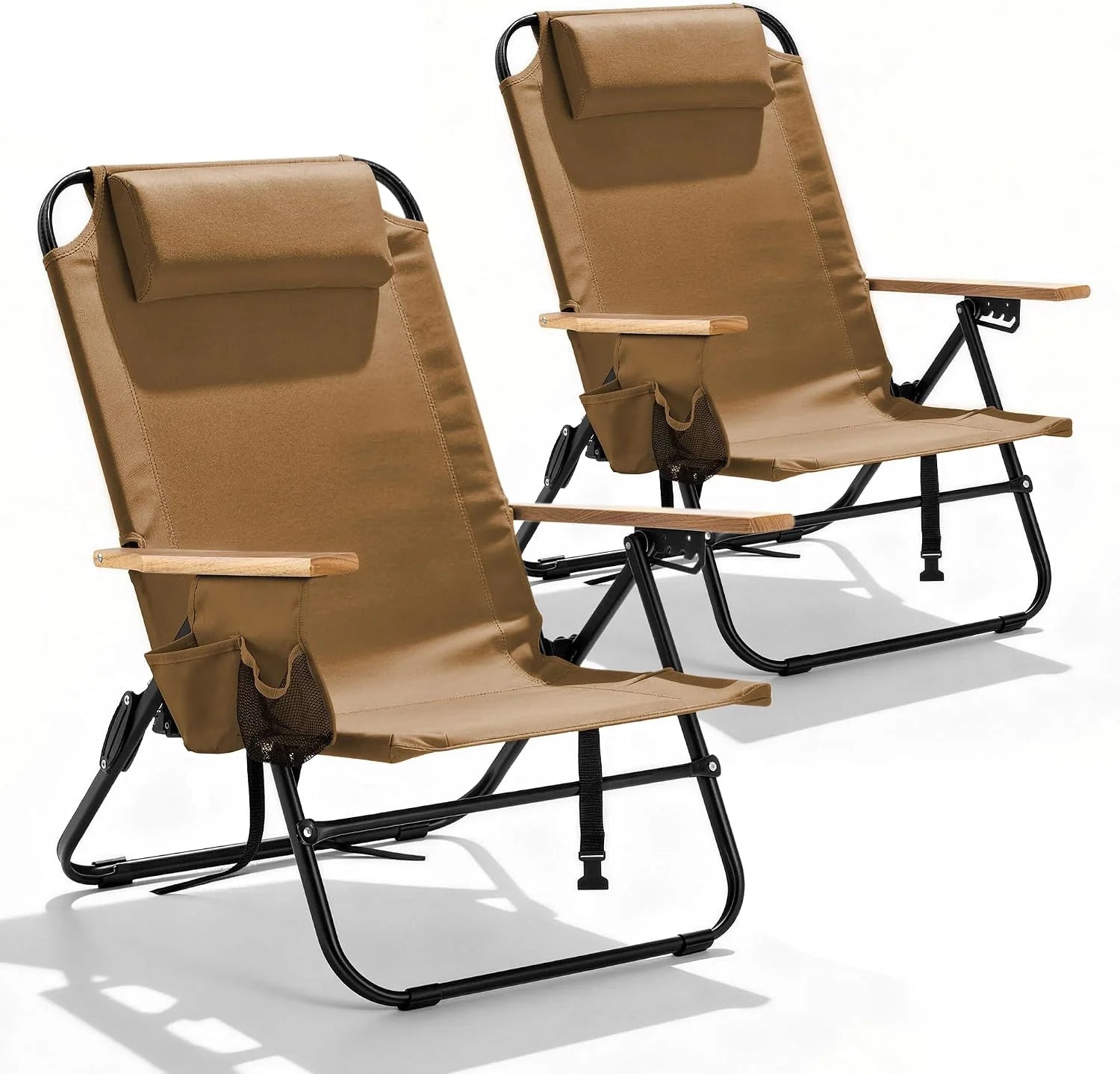 Canpsky 2 Pack Premium 5-Position Reclining Camping Chair, Portable Folding Lightweight Outdoor Chair with Wooden bifanuoyard - Image 2