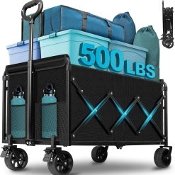 Alternative view of Collapsible Wagon Cart with Wheels Foldable, 360 Lbs Heavy Duty Folding Utility Wagon