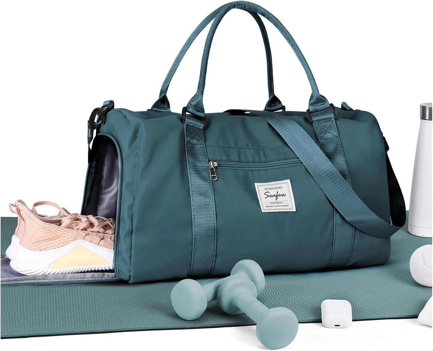Bag Womens Mens with Shoes Compartment and Wet Pocket Travel Duffel Bag for Women for Plane Sport Gym Tote Bags Swimming Yoga - Image 2
