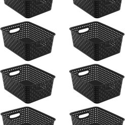 Alternative view of Black Storage Baskets, Plastic Woven Organizer Baskets, Stackable Shelf Baskets for Closet, Pantry