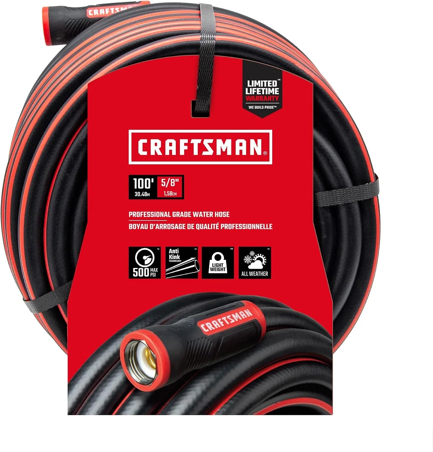 New Arrivals Heavy Duty Professional Grade Black Garden Hose, 100 Feet x 5/8 Inch - Image 2