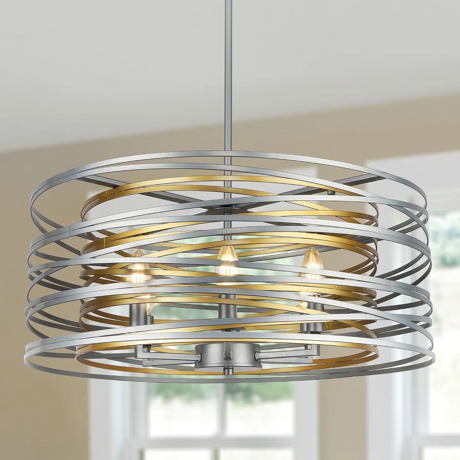 12.6” Farmhouse Chandeliers for Dining Room, 3-Light Industrial Metal Hanging Light Fixture bifanuoyard - Image 8
