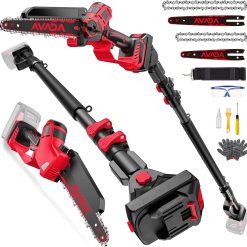 Alternative view of 2-IN-1 Cordless 8-Inch Pole Saw & Chainsaw for Milwaukee M18 Battery – 1200W Brushless Motor, Total Reach of Max 15.9 FT