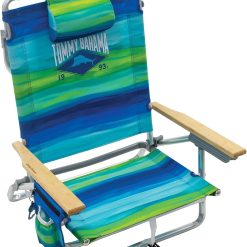 New Arrivals Bahama 5-Position Classic Lay Flat Folding Backpack Beach Chair, Polyester, Navy