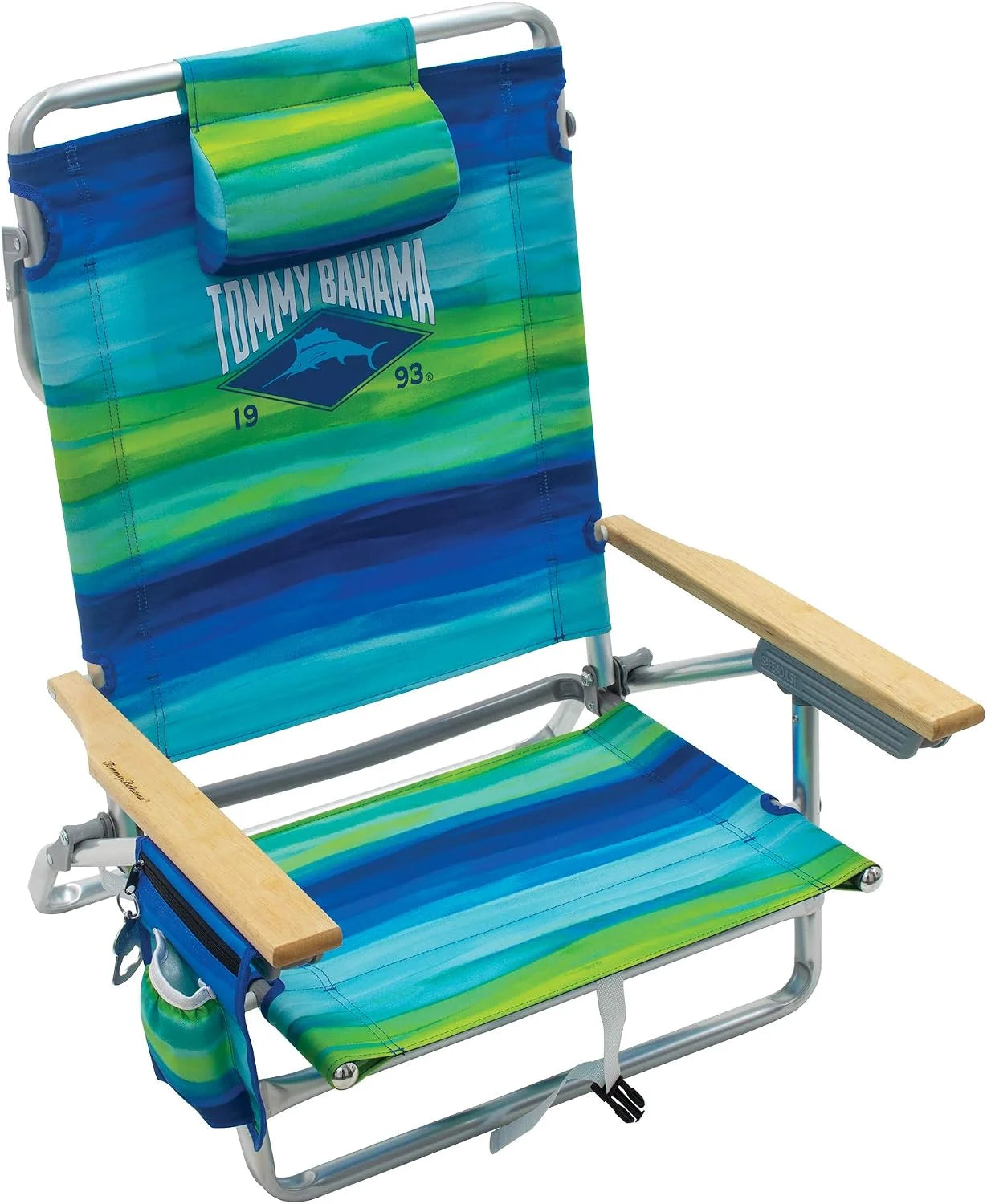 New Arrivals Bahama 5-Position Classic Lay Flat Folding Backpack Beach Chair, Polyester, Navy