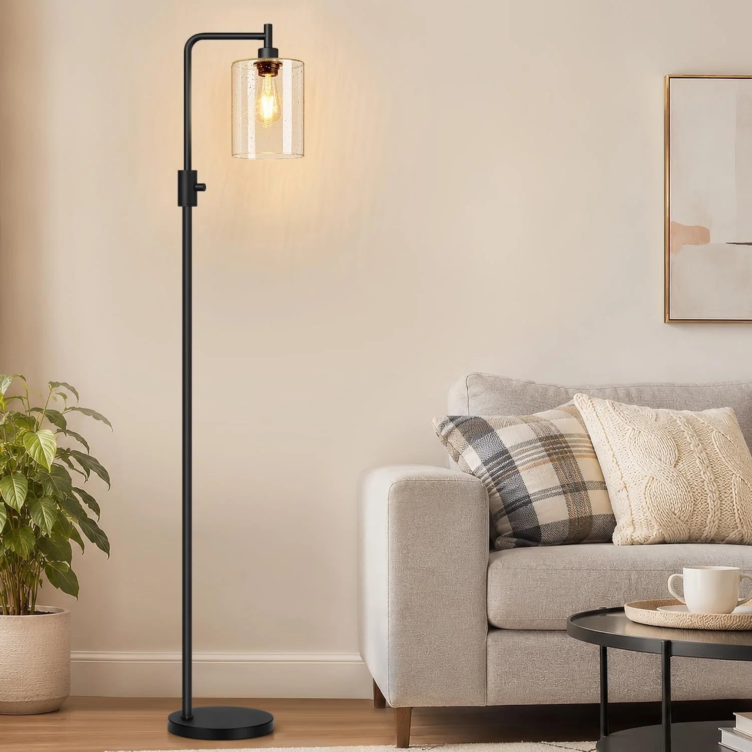 Dimmable Floor Lamp for Living Room with Clear Glass Lampshade, Bulb Included, 900LM, Arc Standing Tall Lamp for Bedroom bifanuoyard - Image 11