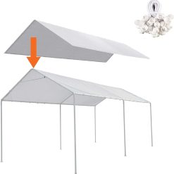 Alternative view of New Arrivals 10 x 20 Ft Carport Replacement Canopy Cover Garage Top Tent Shelter Tarp with Free 44 Ball Bungee Cords
