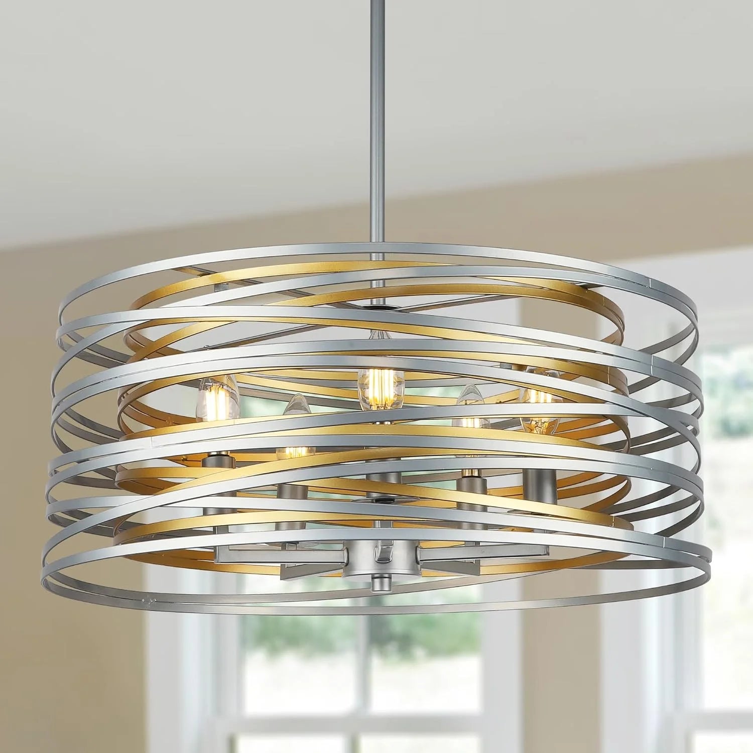 12.6” Farmhouse Chandeliers for Dining Room, 3-Light Industrial Metal Hanging Light Fixture bifanuoyard - Image 3
