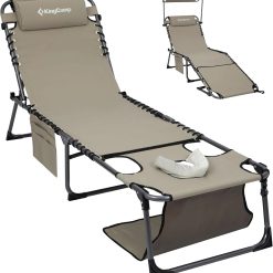 Alternative view of New Arrivals Lounge Chair with face Hole & Canopy Shade, 400LBS Folding Portable Tanning Chair with face Hole