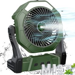 Ausic Portable Misting Fan for Outdoor Cooling, [8-35Hrs] Battery Powered Mist Fans with Water Misters & LED Lantern