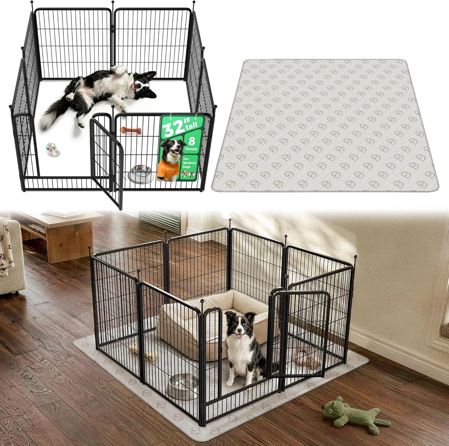 New Arrivals Rollick Dog Playpen, Indoor, 24 H, 8 Panels - Image 51
