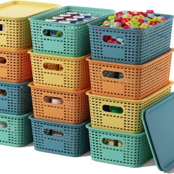 Alternative view of Storage Basket with Lids 10 Pack Stackable Storage Bins Containers with Lid, Decorative Storage Boxes