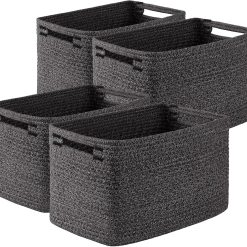 Alternative view of 4Packs Natural Cotton Rope Storage Baskets for Organizing Toys, Clothes, Towels & Books, Soft Versatile Organizers bifanuoyard