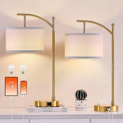 Hikczc Table Lamp for Living Room Bedroom, Dimmable, Bulb Included bifanuoyard