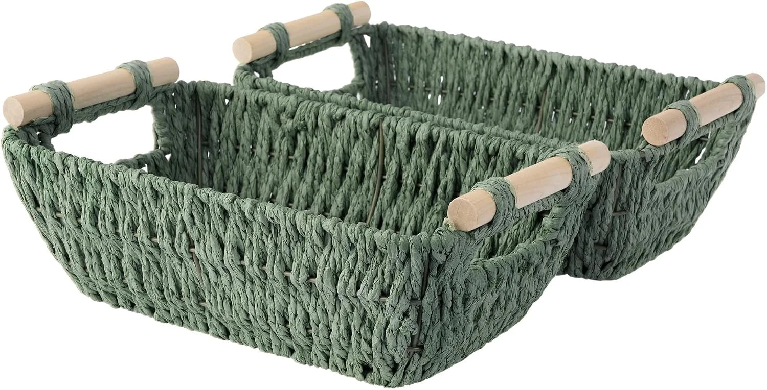 StorageWorks Wicker Baskets for Organizing, Water Hyacinth Storage Baskets, Wicker Storage Baskets for Shelves bifanuoyard - Image 3