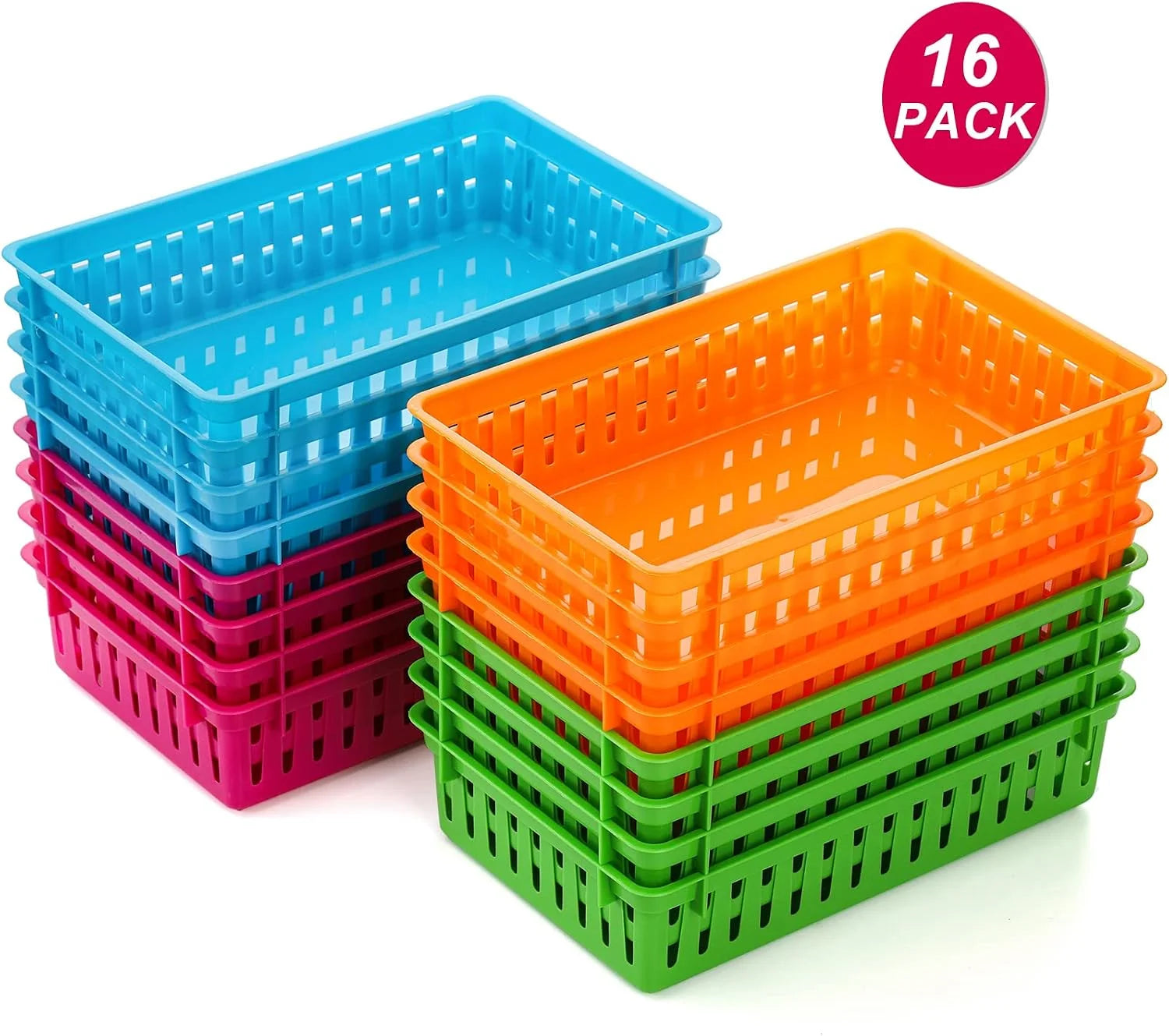 New Arrivals Classroom Storage Baskets Bins, Small Plastic Organizer Basket, Colorful Storage Trays, Crayon Pencil - Image 2