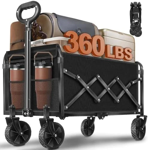 Wagons Carts Foldable, Collapsible Wagon, Foldable Wagon Cart with Wheels, Folding Wagons for Beach Camp Sports Garden - Image 3