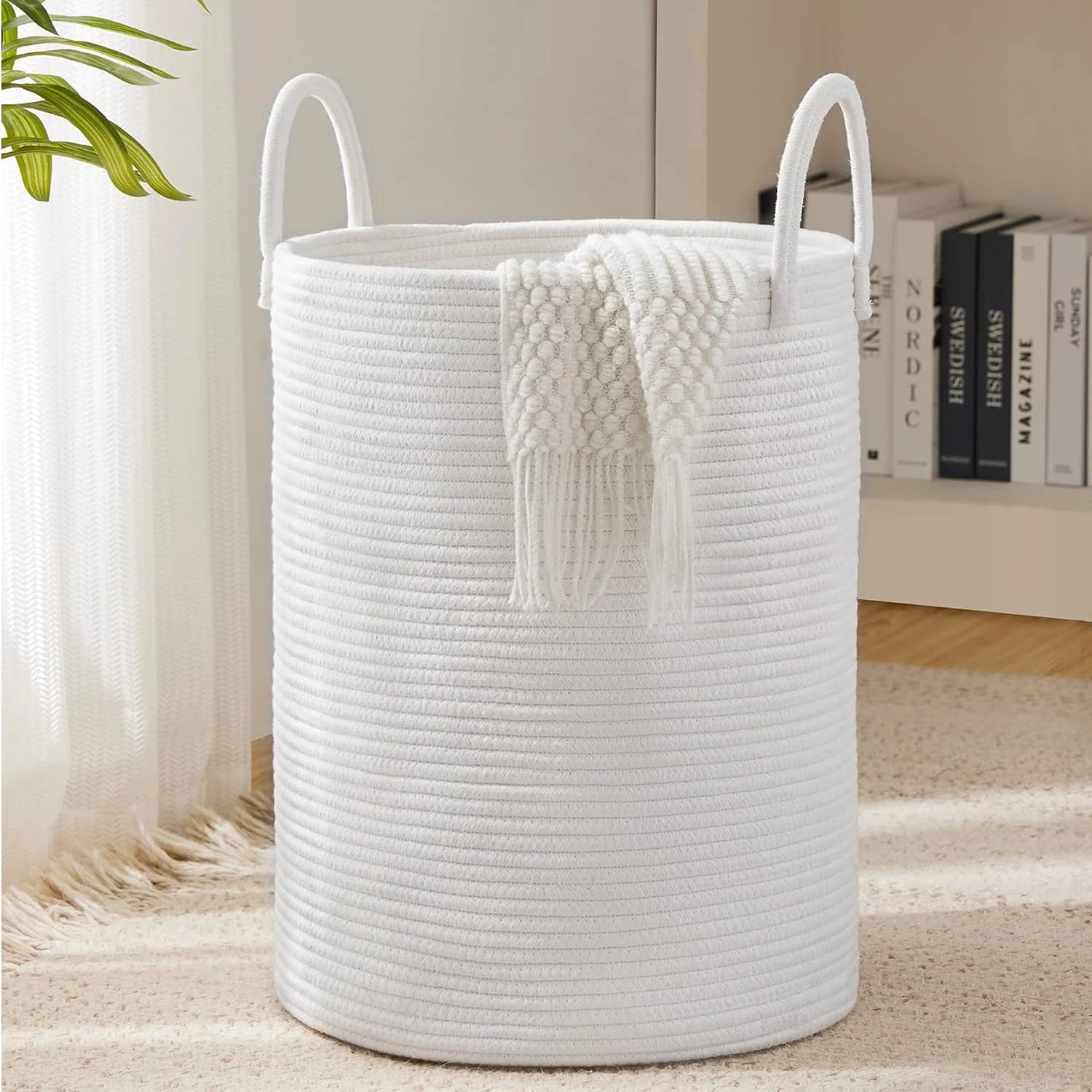 YOUDENOVA Jute Rope Laundry Hamper Basket, 58L Blanket Basket for Nursery, Large Woven Laundry Hamper with Sturdy bifanuoyard - Image 10