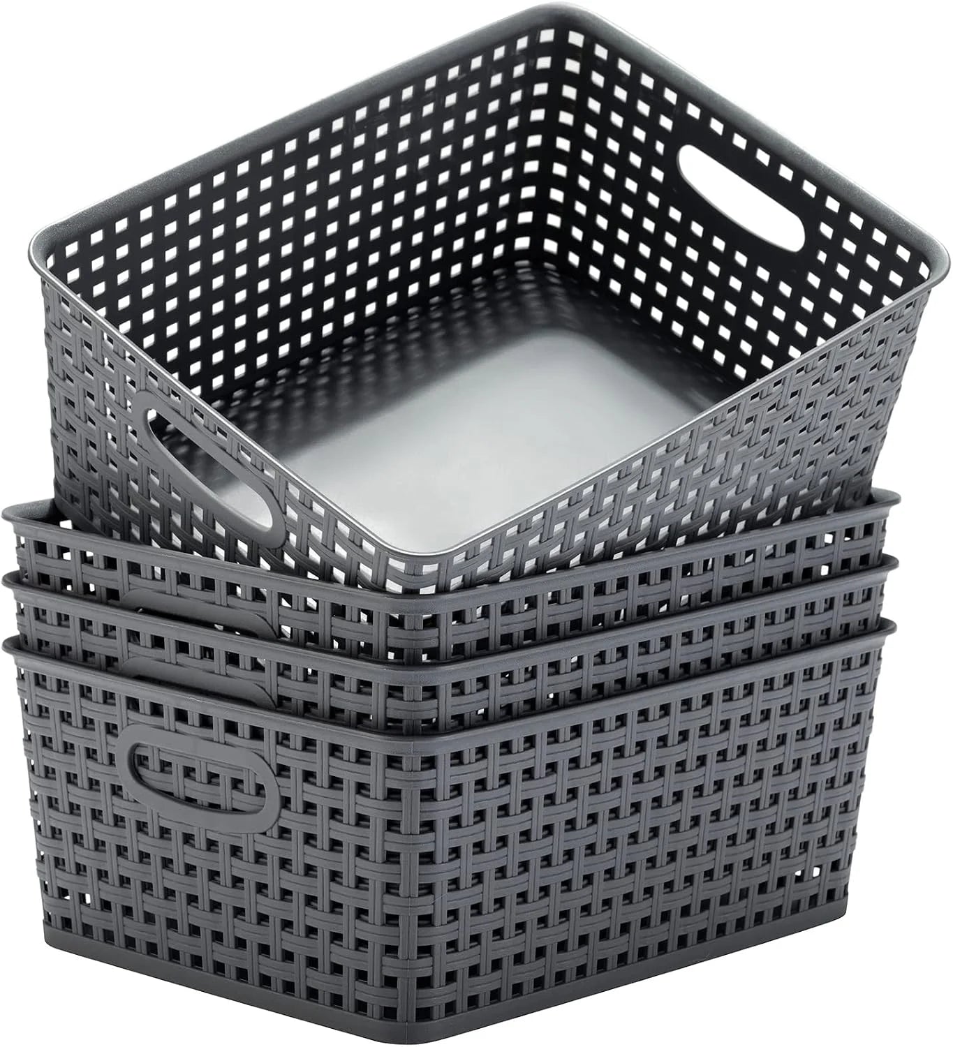 Plastic Storage Baskets for Organizing,11X8.5X4.7,Pack of 4 (Grey) bifanuoyard - Image 3