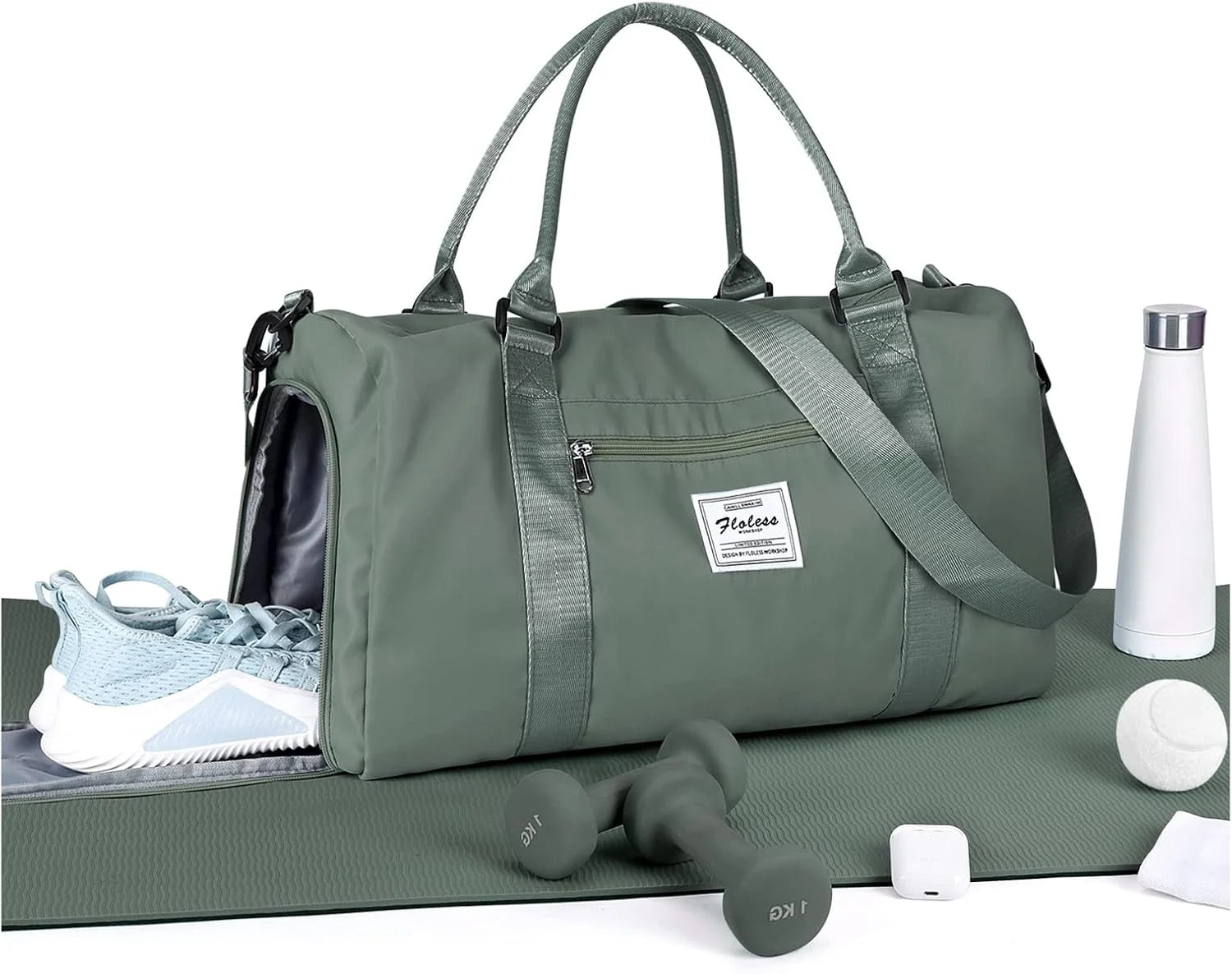 Bag Womens Mens with Shoes Compartment and Wet Pocket Travel Duffel Bag for Women for Plane Sport Gym Tote Bags Swimming Yoga - Image 3