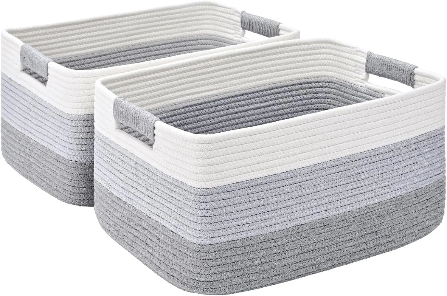 2 Pack Large Storage Basket for Organizing, 17.5x13x7 Woven Basket for Shelves, Closet Cube Storage Bins with bifanuoyard - Image 9